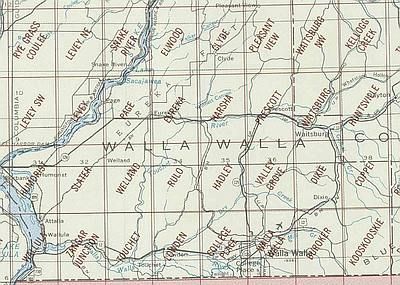 Walla Walla Area Index Map for USGS 1 to 24K Scale Topographic Maps