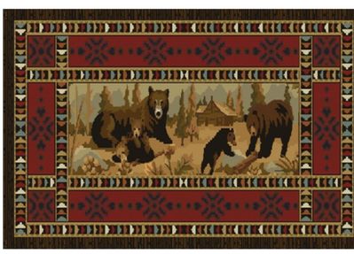 Vista Bears at Cabin Rectangular Olefin Hearth Rug