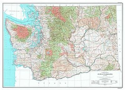 Washington State Elevation Topo Wall Map by USGS