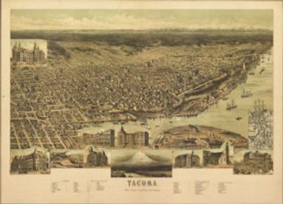  Tacoma Washington 1890 Antique Map Replica