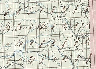 Pullman Area Index Map for USGS 1 to 24K Scale Topographic Trail Maps