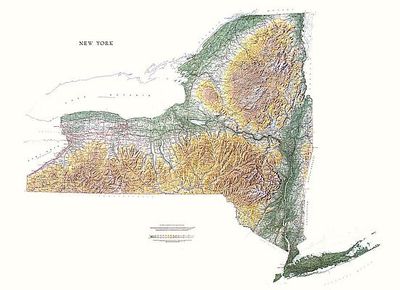 New York State Wall Map with Shaded Relief by Raven Maps