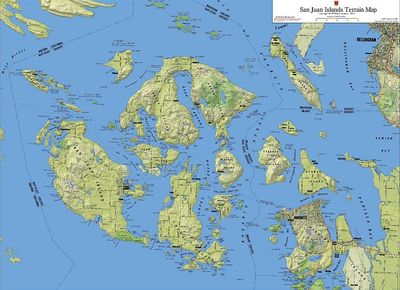 Kroll San Juan Islands Terrain Lidar Wall Map Paper Laminated