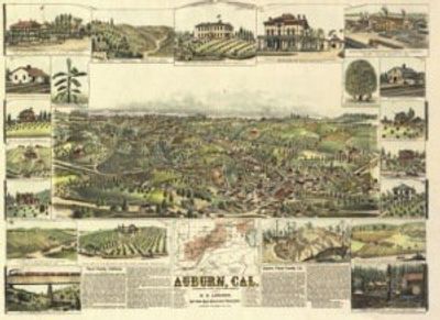 Auburn California 1887 Antique Map Replica