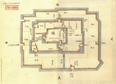 Antique Map of the Sunpujo Castle, Japan 1607