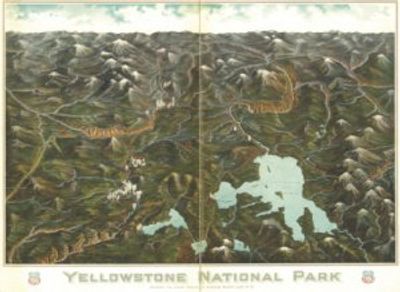 Yellowstone National Park Antique Replica Map early 1900s