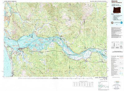 Astoria Washington and Oregon Area USGS Topographic Map 1 to 100k scale
