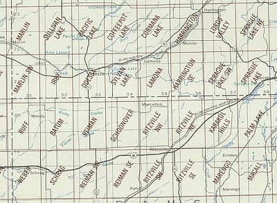 Ritzville Area Index Map for USGS 1 to 24K Scale Topographic Trail Maps