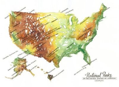 National Parks Watercolor by Elizabeth Person