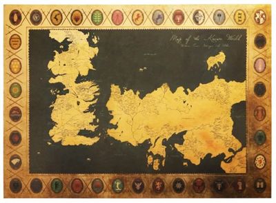 Game of Thrones Known World Wall Map with Family House Crests