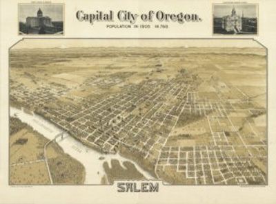 Salem Oregon 1905 Antique Map Replica