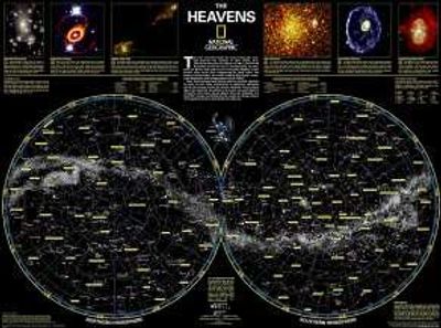 The Heavens Wall Map Solar System Stars National Geographic