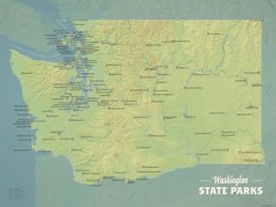 Washington State Parks Wall Map Print
