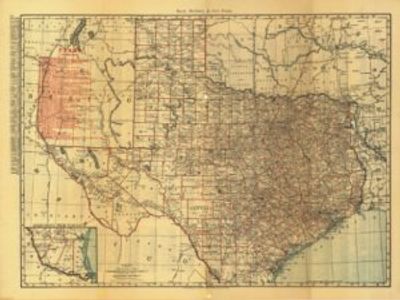 Texas 1900 Antique Map Replica