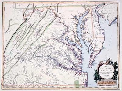 Antique Map of Virginia Maryland & Delaware Map 1755