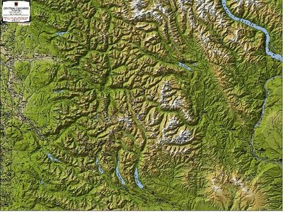 Central Cascades Wall Map Terrain Physical Paper Laminated Kroll
