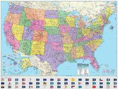 United States Political Classroom Style Pull Down Wall Maps