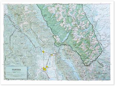 Glacier National Park Raised Relief Map 3D