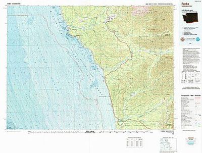 Forks Washington USGS Topographical 1 to 100k folded map