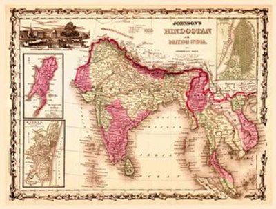 Antique Map of India 1862