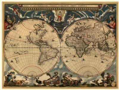 World 1664 Antique Map Replica
