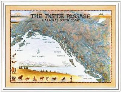 Alaska Inside Passage Nautical Watercolor Art Wall Map
