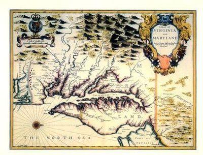 Antique Map of Virginia & Maryland 1676