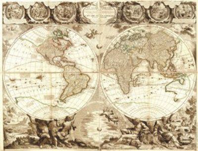 World 1708 Antique Map Replica