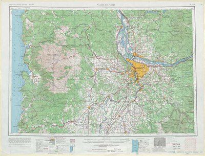Vancouver Washington Area USGS Topographic Map 1 to 250k scale