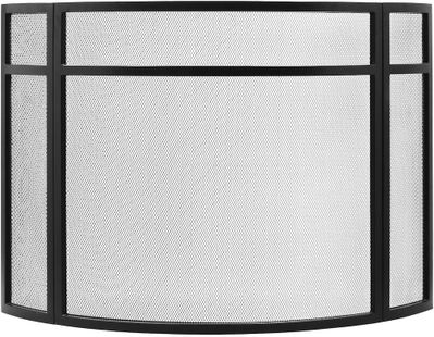Paneled Curved Fireplace Screen