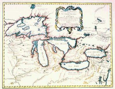 Antique Map of the Great Lakes 1755