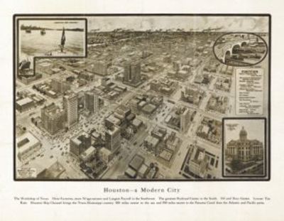 Houston Texas 1912 Antique Map Replica