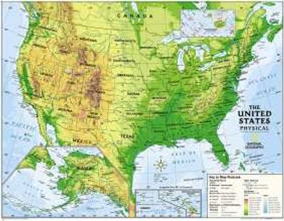 Physical US Map for Kids by National Geographic