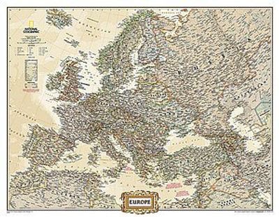 Europe Executive Tan Wall Map Poster Small Large National Geographic