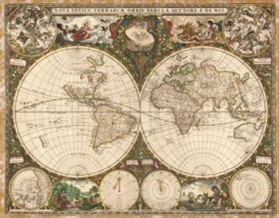 World 1660 Antique Map Replica