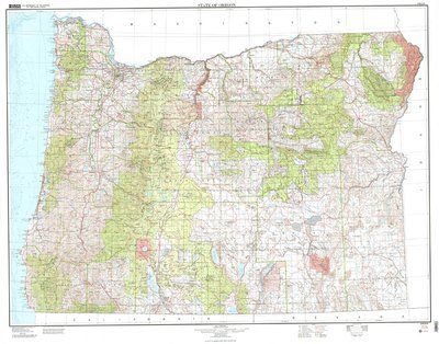 Oregon Topographic Wall Map by USGS