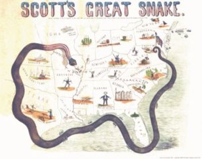 Scott's Great Snake Civil War 1861 Antique Map Replica