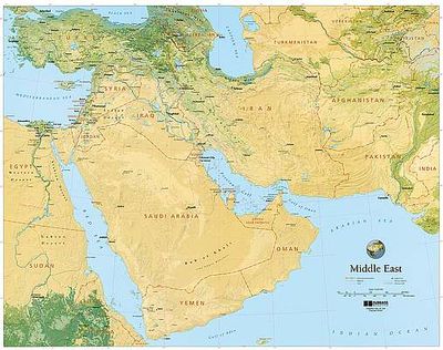 Middle East Raised Relief Map 3D