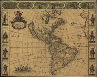 Americas 1660 Antique Map Replica