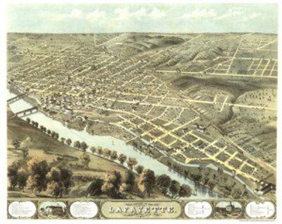 Antique Map of Lafayette, IN 1868