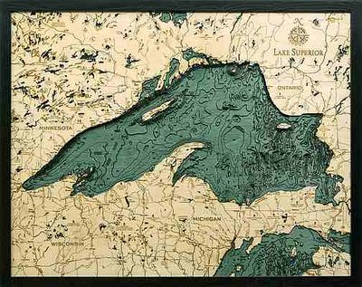 Lake Superior 3D Nautical Wood Chart