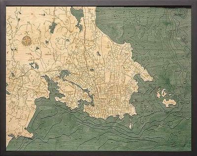 Victoria, B.C. 3D Nautical Wood Chart