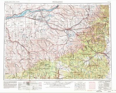 Pendleton Washington Area USGS Topographic Map 1 to 250K Scale