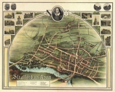 Stratford on Avon 1908 Antique Map Replica