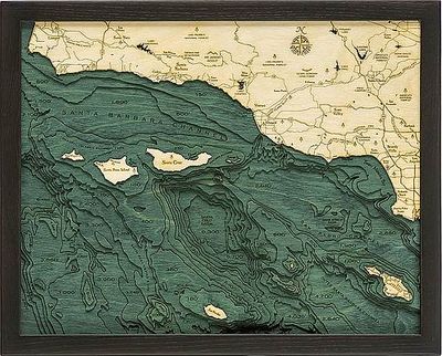 Santa Barbara 3D Nautical Wood Chart