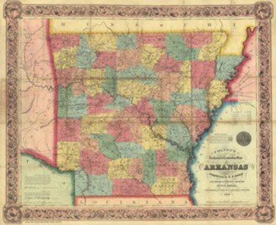 Arkansas 1858 Antique Map Replica