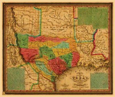 Texas 1835 Antique Map Replica