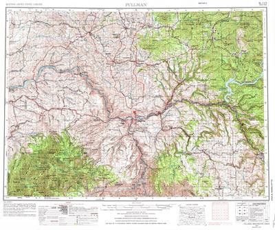 Pullman Washington Area USGS Topographical Map 1 to 250K Scale