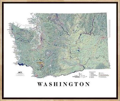 Washington State Wall Map General Reference by PMG
