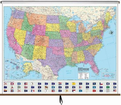 US Political Wall Map (Advanced) on Roller